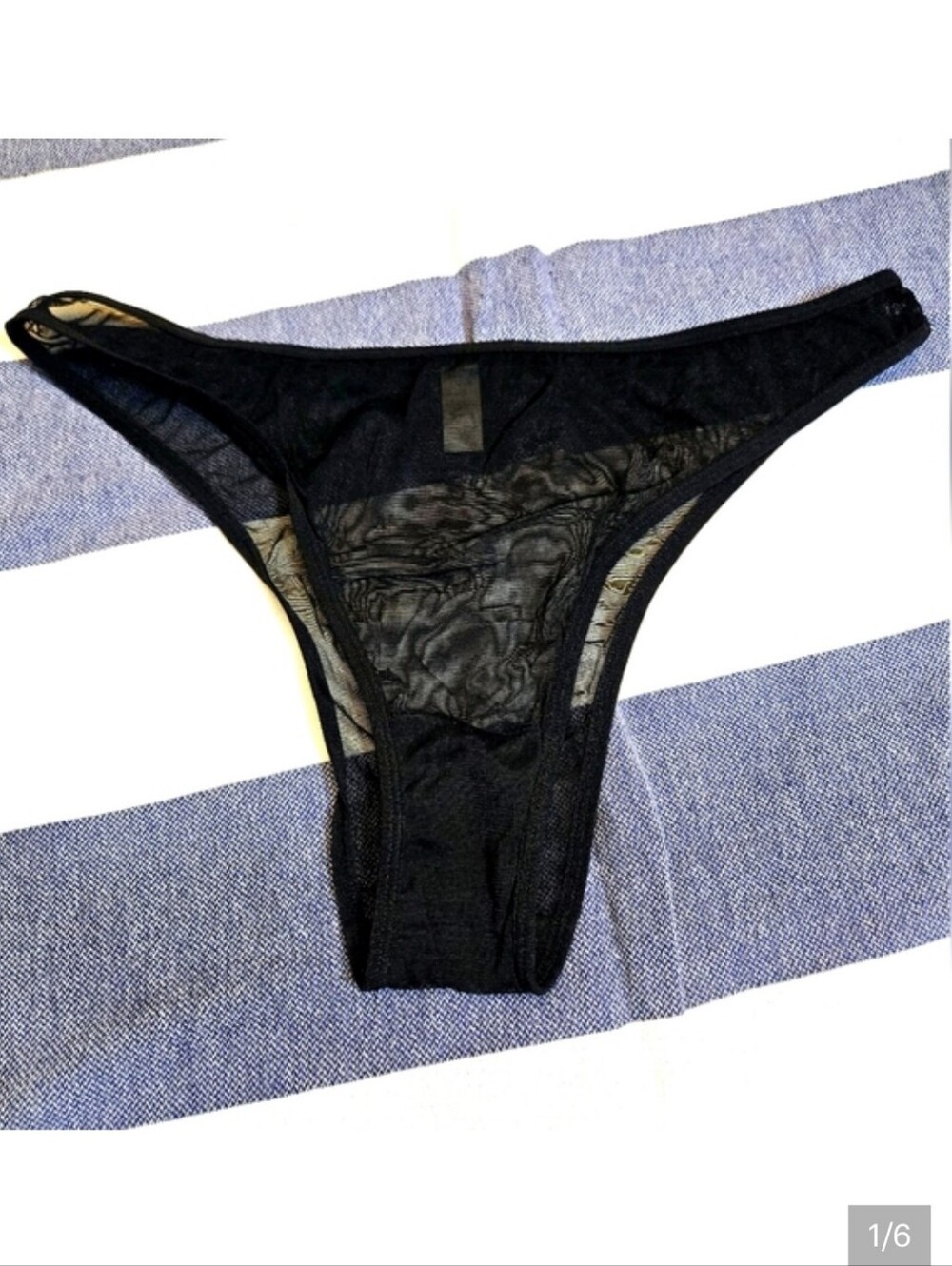 🎉 3 For $15 🎉 Blush × Mei Pang Black Mesh High Cut Cheeky Panty Large